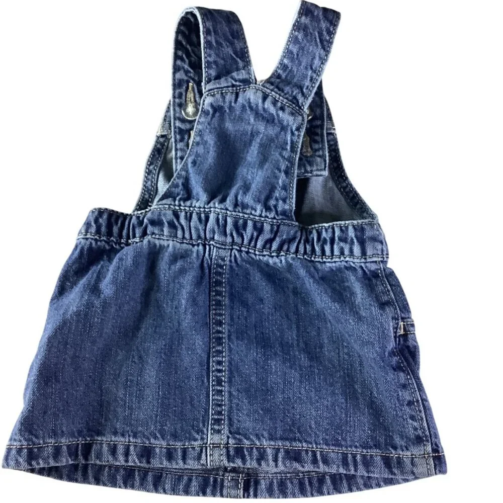 Old Navy Denim Overall Dress‎ Girls 3-6 Months Adjustable Straps Blue Sleeveless